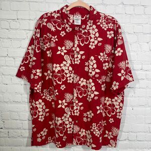 Diney Shirt Men Large Hawaiian Floral Red Michey Minie Button Down Short Sleeve